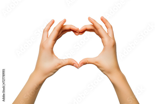 hands making heart shape on transparent background