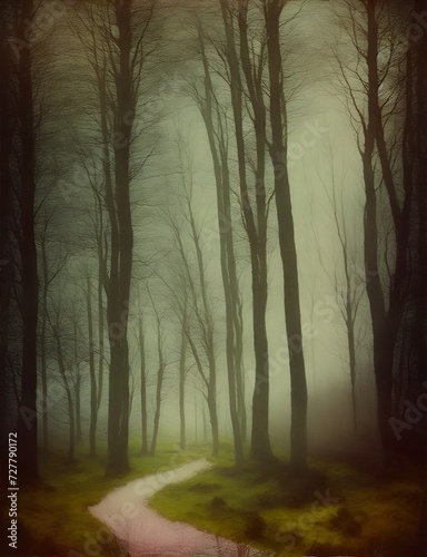 misty morning in the forest