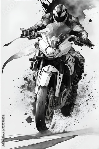 ink drawing bike rider