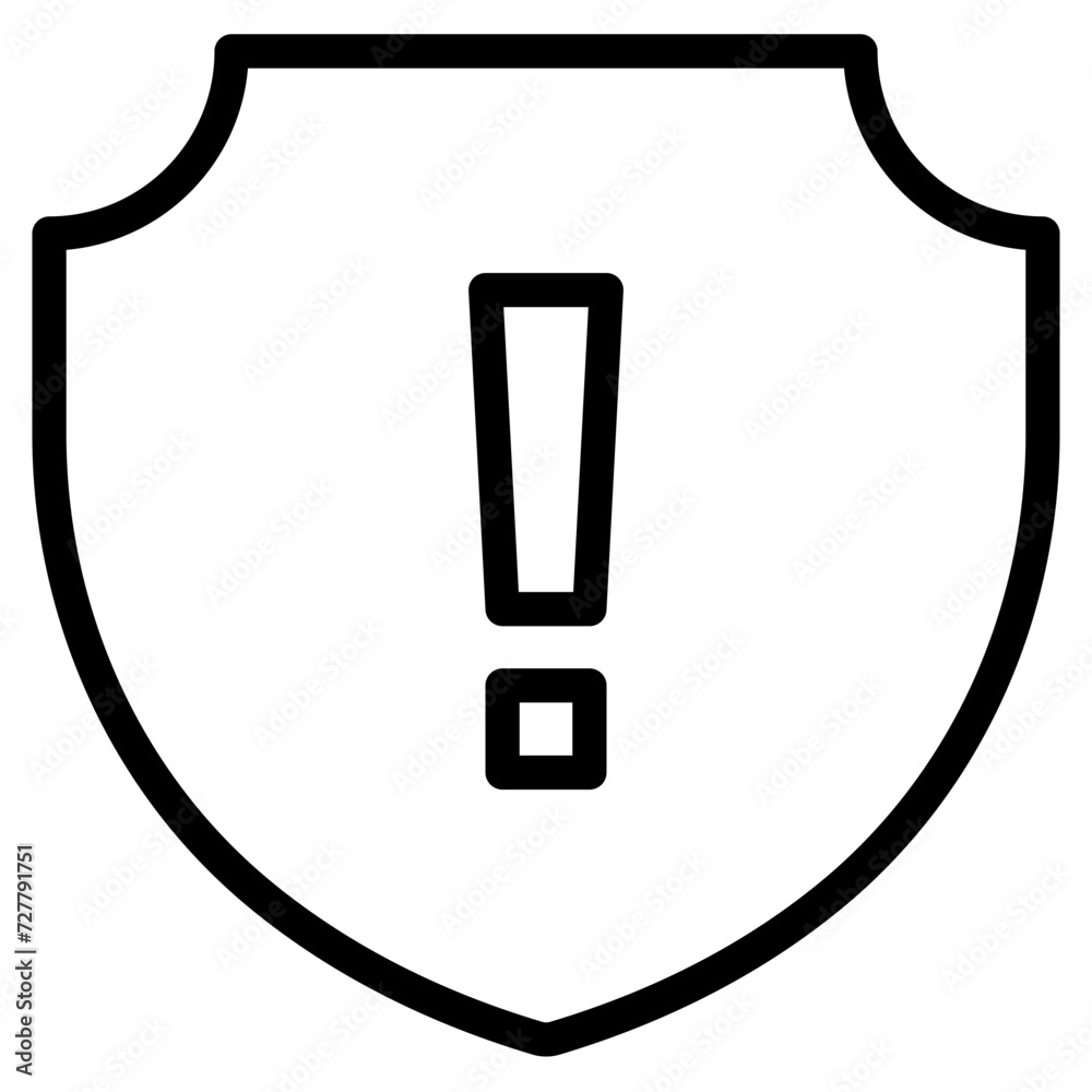 Security alert icon. Shield with exclamation mark. icon related to ...