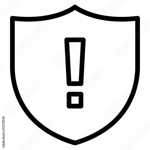 Security alert icon. Shield with exclamation mark. icon related to Warning, notification. 