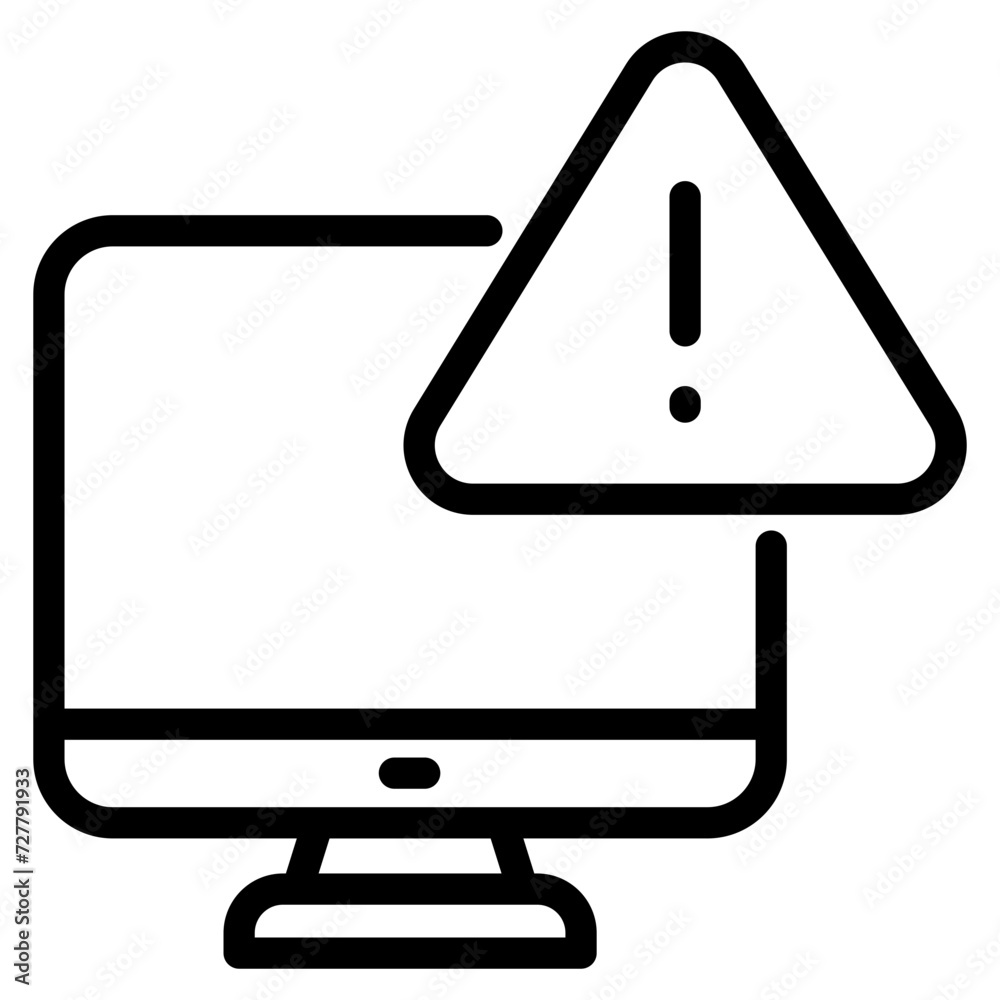 computer with exclmation mark icon computer with exclmation mark icon