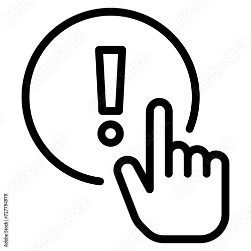 exclamation sign and hand cursor icon