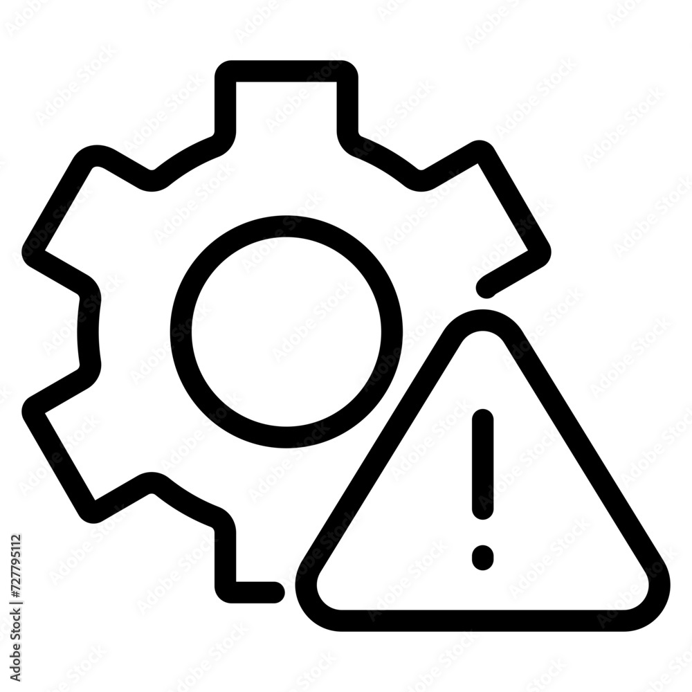 System problem alert. Broken gear with exclamation mark icon System problem alert. Broken gear with exclamation mark icon