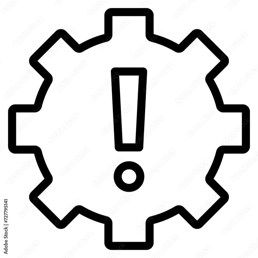 System problem alert. Broken gear with exclamation mark icon System problem alert. Broken gear with exclamation mark icon