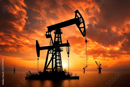 A powerful image of an oil derrick silhouetted against a fiery sunset, symbolizing the energy and vitality of the global oil industry.
