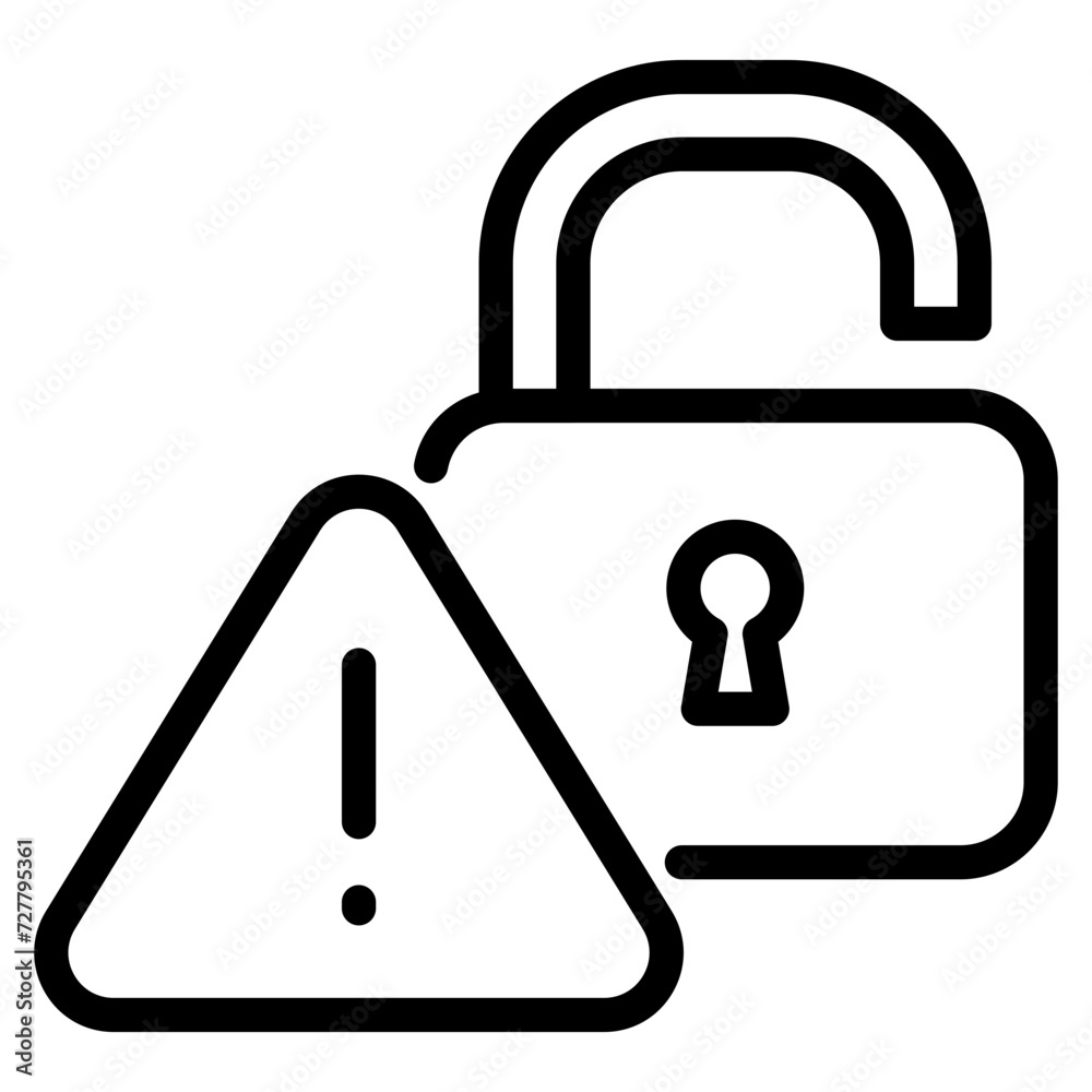 padlock security with exclamation mark icon padlock security with exclamation mark icon