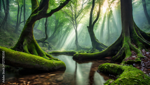 Basniowy las, krajobraz fantasy © Iwona
