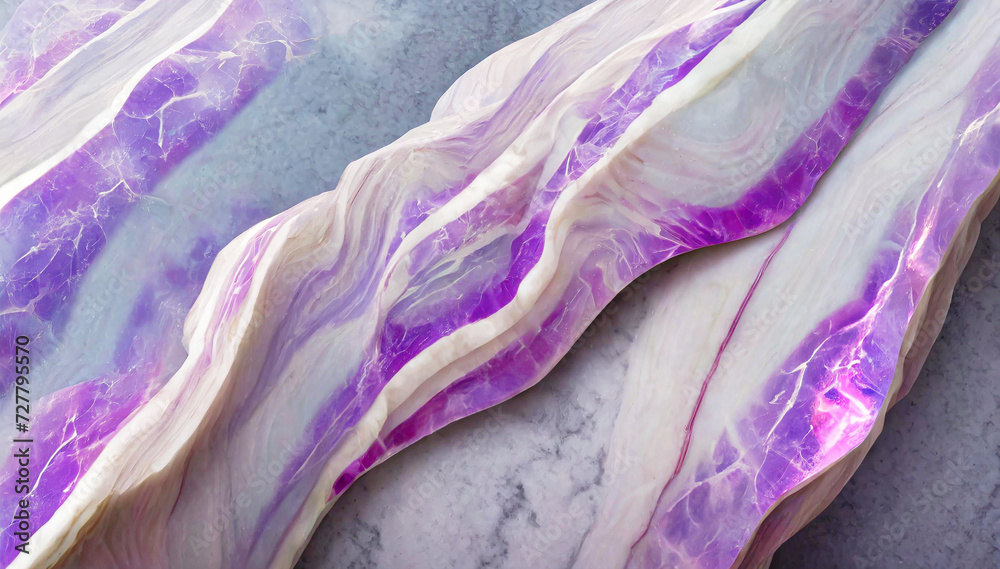 Fototapeta premium Abstrakcyjny marmur, fioletowo biały kamień, fioletowe tło