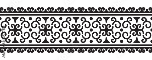 Ethnic seamless stripe pattern. Vintage border ornament vector. Classic ornate antique element. Baroque rococo floral style. Decorative border design for frame, textile, fabric, curtain, rug, cover.