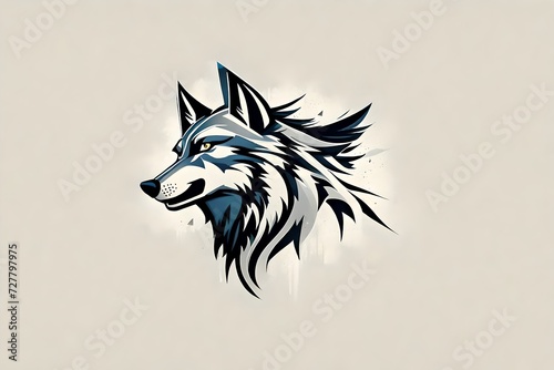A high-definition camera view of a minimalist wolf logo, radiating power and a sense of untamed freedom