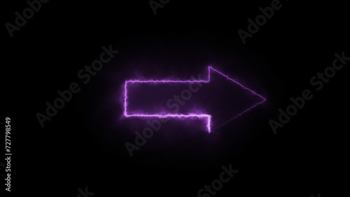Directional glowing neon arrow .