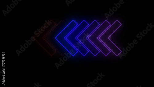Looped Neon Lines abstract VJ background. Futuristic arrow loading . Seamless loop. Arrows flashing on and off in sequence.