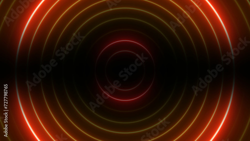 Abstract neon radaring background. Searching process in futuristic interface. Bright connection signal concept. Seamless loop.looping neon circle .