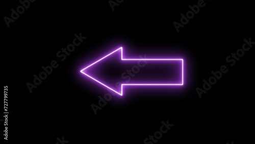 Neon arrow direction on black background, neon arrow updating sign animation.