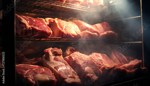 Recreation of pork meat in a fridge