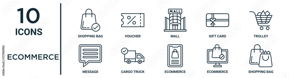 ecommerce outline icon set such as thin line shopping bag, mall ...