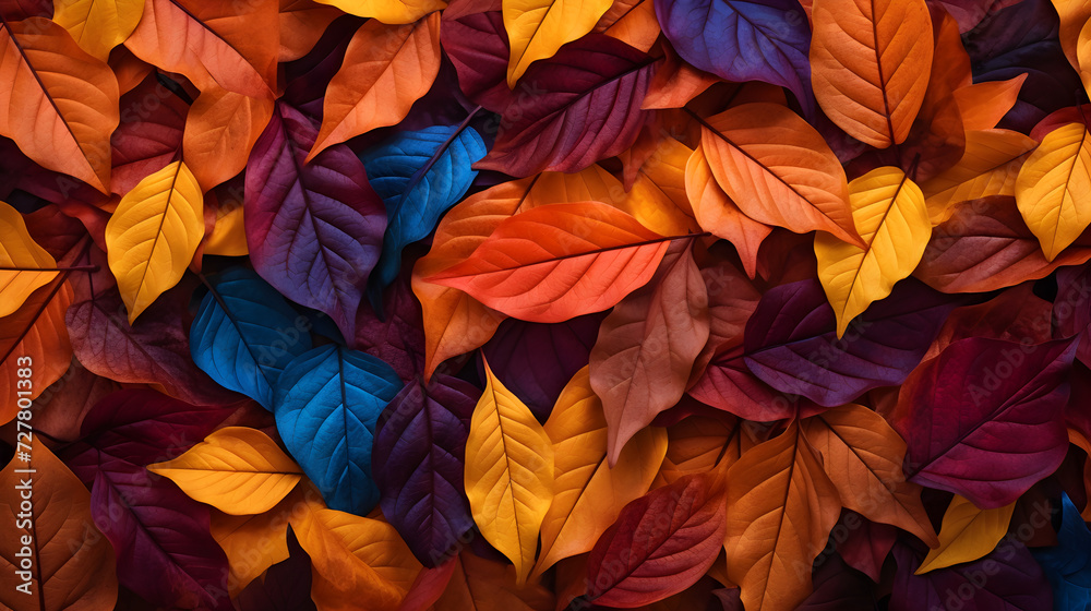 Colorful background made of fallen autumn leaves.