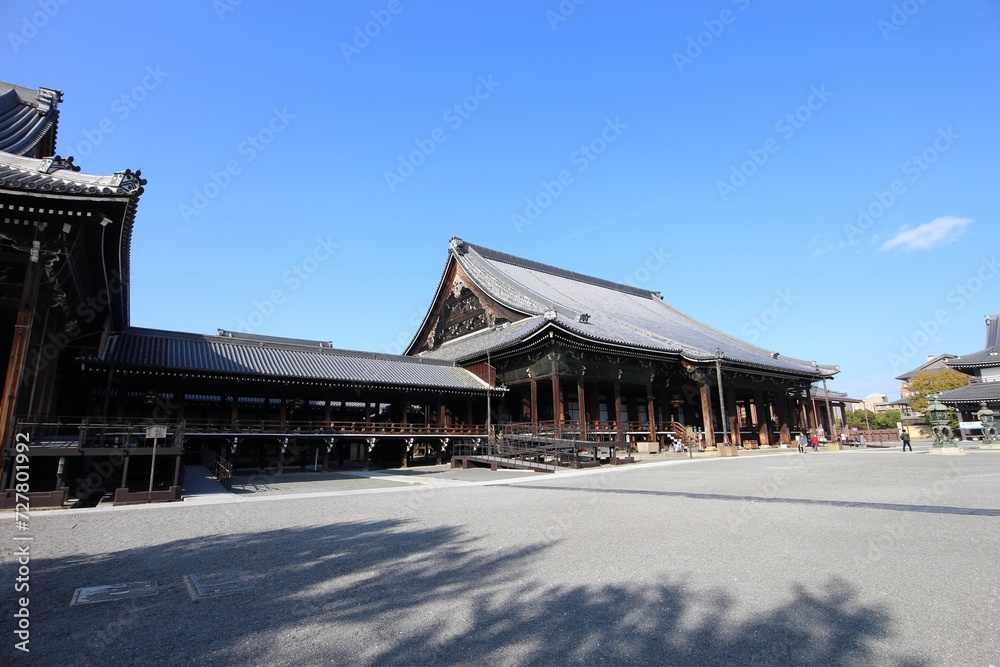 Amidado Hall and roofed corridor in Nishi Hongwanji Temple, Kyoto, Japan Amidado Hall and roofed corridor in Nishi Hongwanji Temple, Kyoto, Japan