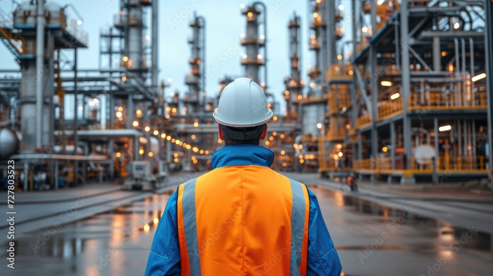 Construction supervision engineer working at industrial plant. Generative AI. Construction supervision engineer working at industrial plant. Generative AI.