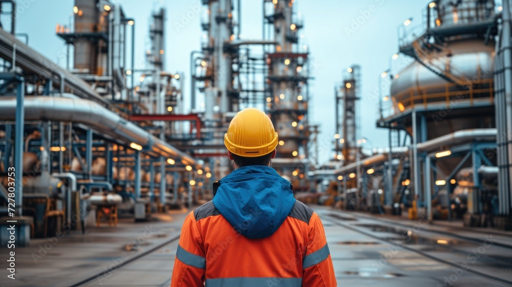 Construction supervision engineer working at industrial plant. Generative AI. Construction supervision engineer working at industrial plant. Generative AI.