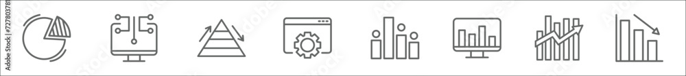 Vecteur Stock outline set of data analytics line icons. linear vector ...