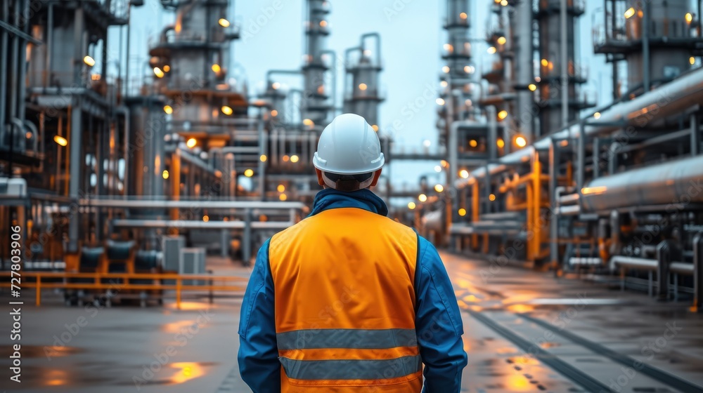 Construction supervision engineer working at industrial plant. Generative AI. Construction supervision engineer working at industrial plant. Generative AI.