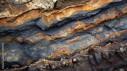 Cross-section of the earth's crust with metal deposits