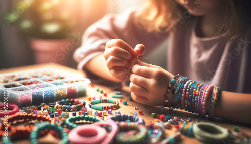 Creative Hands at Work: Crafting Bright Bead Bracelets