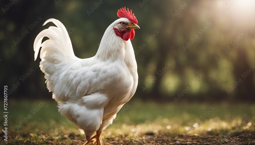 farm chicken, isolated white background. copy space for text
