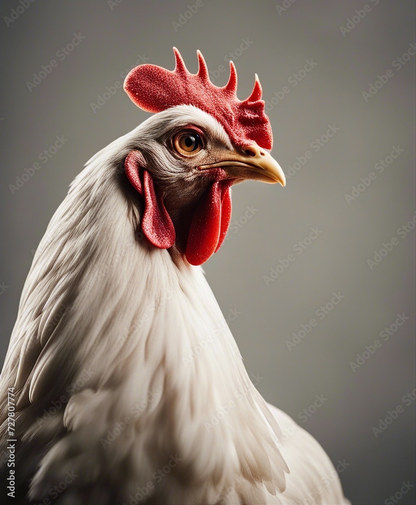 farm chicken, isolated white background. copy space for text
