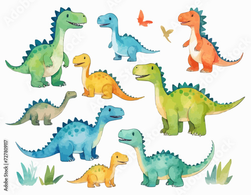 Fototapeta Naklejka Na Ścianę i Meble -  Cartoon Cute dinosaurs cartoon