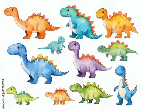 Fototapeta Naklejka Na Ścianę i Meble -  Cartoon Cute dinosaurs cartoon