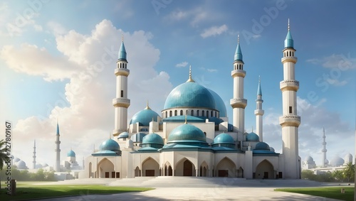 illustration of blue mosque with a tower