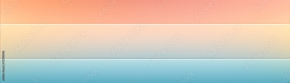 Panoramic clean gradient background with straight lines, combination of sea green, light ocean, pink peach color with linear gradient background on horizontal frame. Retro vintage style