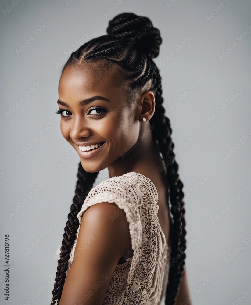 portrait of African girl with braided hair and smiling smile, isolated white background. copy space
portrait of African girl with braided hair and smiling smile, isolated white background. copy space