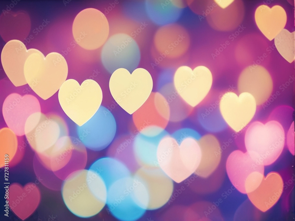 abstract bokeh background multi color  heart and circle , valentine day concept