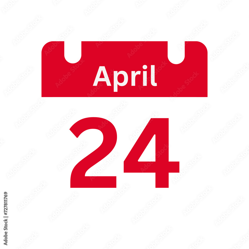 April 24 Calendar Day or Calendar Date for Deadlines / Appointment On a clear transparent background April 24 Calendar Day or Calendar Date for Deadlines / Appointment On a clear transparent background