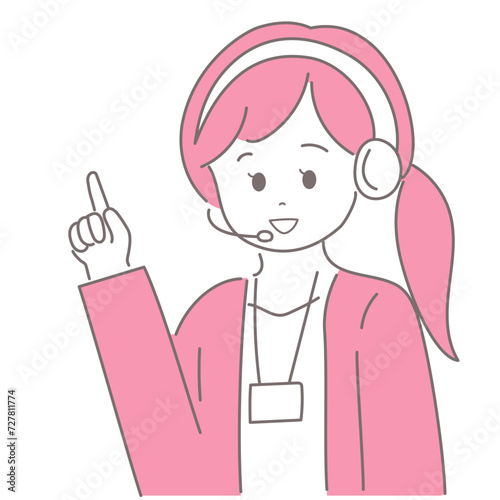 Webオペレーターの女性が指をさしているイラスト