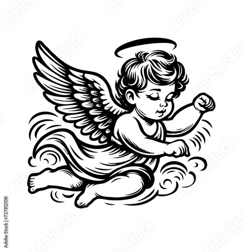 baby angel character graphic vector illustration
