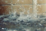 Water splashing from a faucet, perfect for illustrating concepts related to water conservation or household chores.
