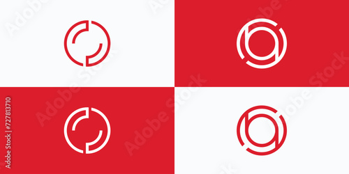 Collection of abstract circle line vector logo design initials letters c o b d a.