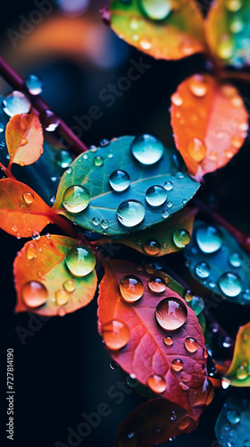 Falling raindrops photographed Generative Ai © Naimur ID: #6618166
