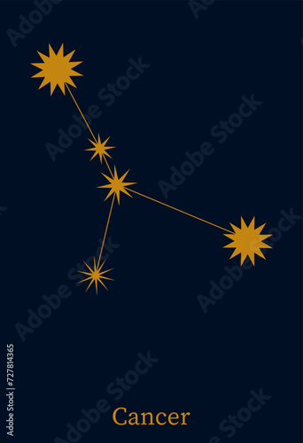 Cancer zodiac constellation. Astronomical symbol horoscope. Minimalist style astrological sign vector illustration.