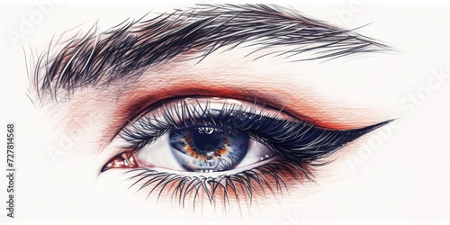 A close-up view of a person's eye with beautifully long eyelashes. Perfect for beauty and cosmetic concepts