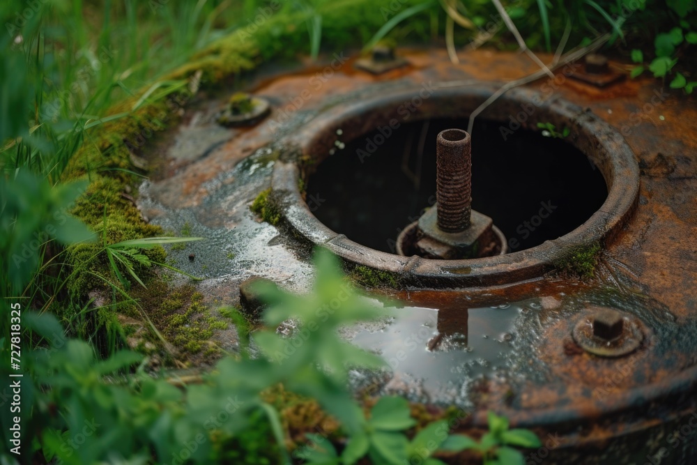 An old rusted metal pipe sitting in the grass. Suitable for industrial or urban decay themes An old rusted metal pipe sitting in the grass. Suitable for industrial or urban decay themes
