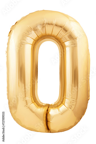 Rose gold letter O made of inflatable balloon isolated on white background
