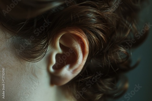 A detailed close up of a person's ear. This image can be used for medical or dermatological purposes