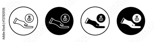Contribution flat line icon set. Contribution Thin line illustration vector