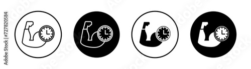 Effort flat line icon set. Effort Thin line illustration vector